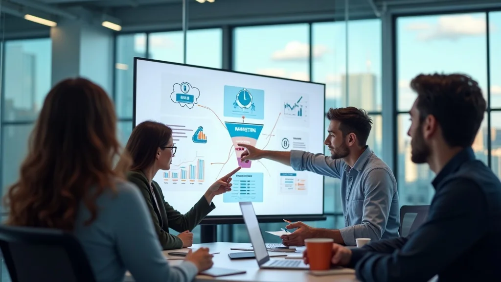 Team analyzing modern marketing strategy with AI, highlighting new approaches over outdated marketing