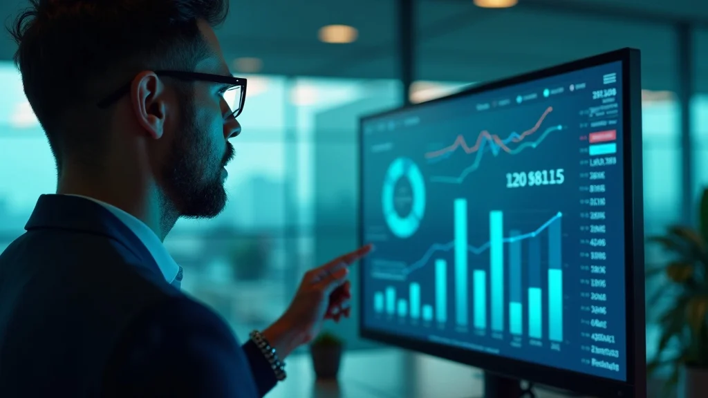 Marketer tracking key performance indicators and digital marketing analytics on a professional dashboard.